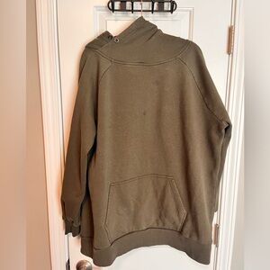 Zenana Green Side Hoodie Sweatshirt With Kangaroo Pocket
